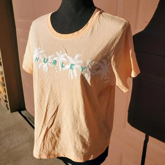 NWT Hurley Juniors' Size XL Palm Tree Casual Cropped T-Shirt - Picture 3 of 15
